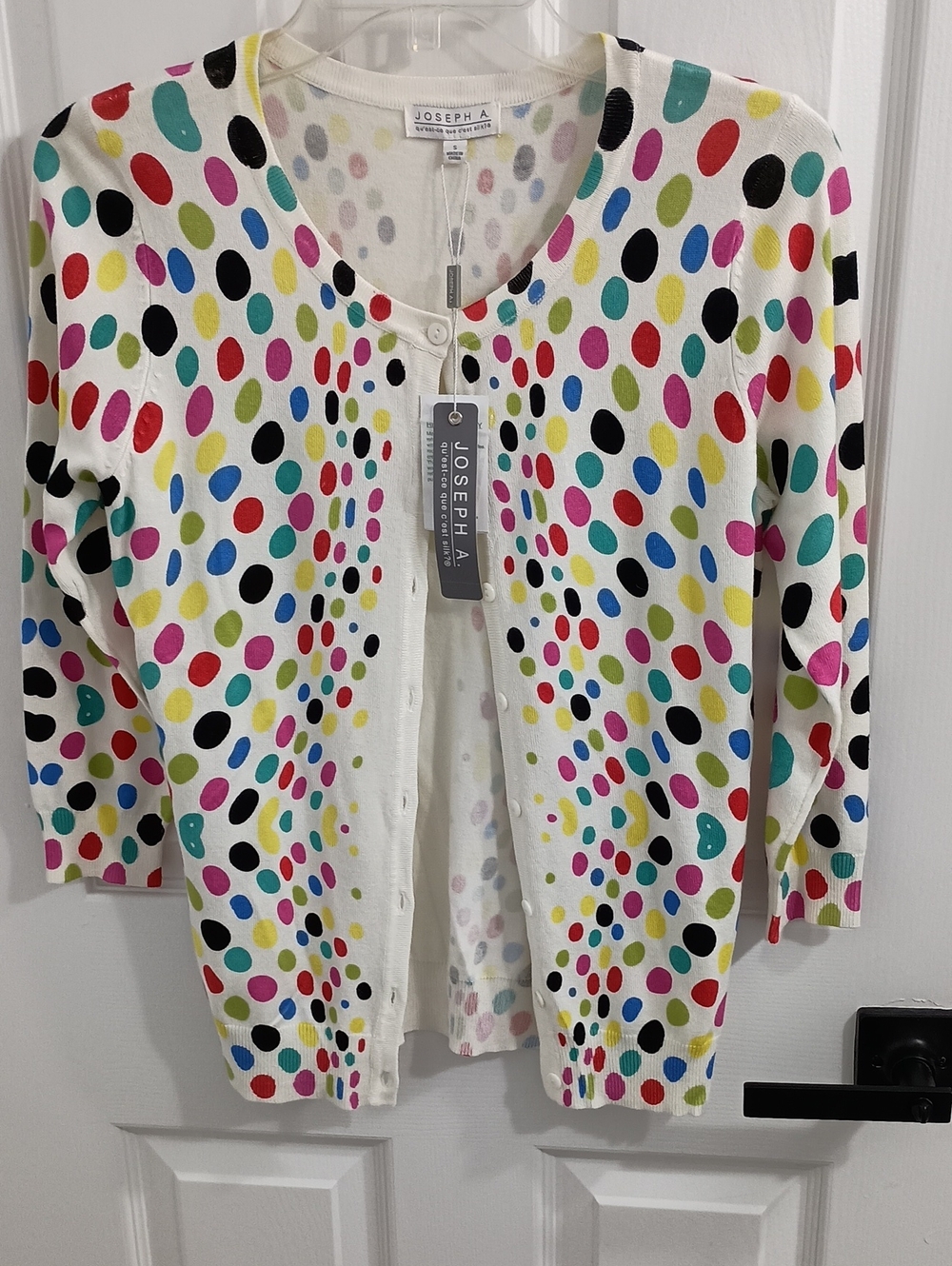 Joseph A Multi-Color Polka Dot Cardigan - SZ S New